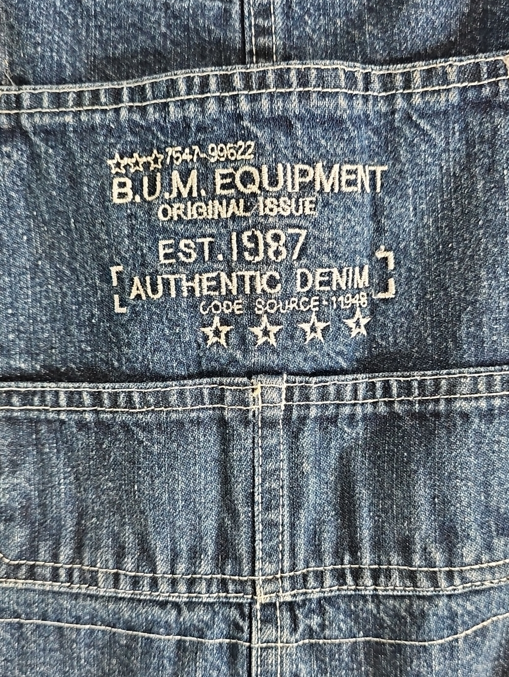 VINTAGE B.U.M. EQUIPMENT ORGINAL ISSUE EST. 1987 Classic Dark Blue Overalls